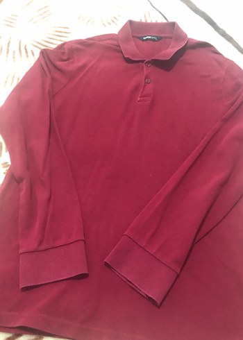Bordo Uzun Kollu Polo Tişört - Görsel 2
