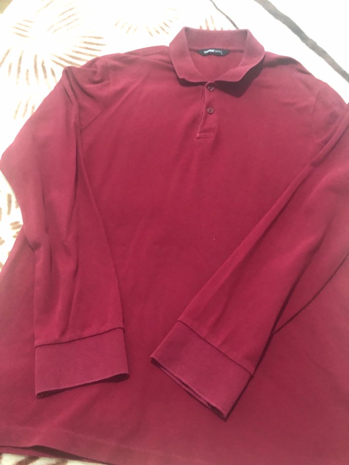 Bordo Uzun Kollu Polo Tişört - Görsel 2