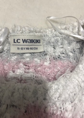 Gri Pembe Dalgalı Desenli kız çocuk Triko Kazak - Görsel 4