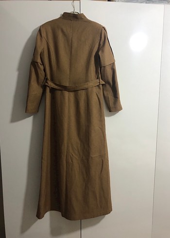 Alvina Kuşaklı Bej Kadın Uzun Kaban - Görsel 3