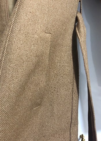 Alvina Kuşaklı Bej Kadın Uzun Kaban - Görsel 9