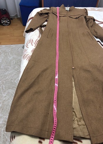 Alvina Kuşaklı Bej Kadın Uzun Kaban - Görsel 11