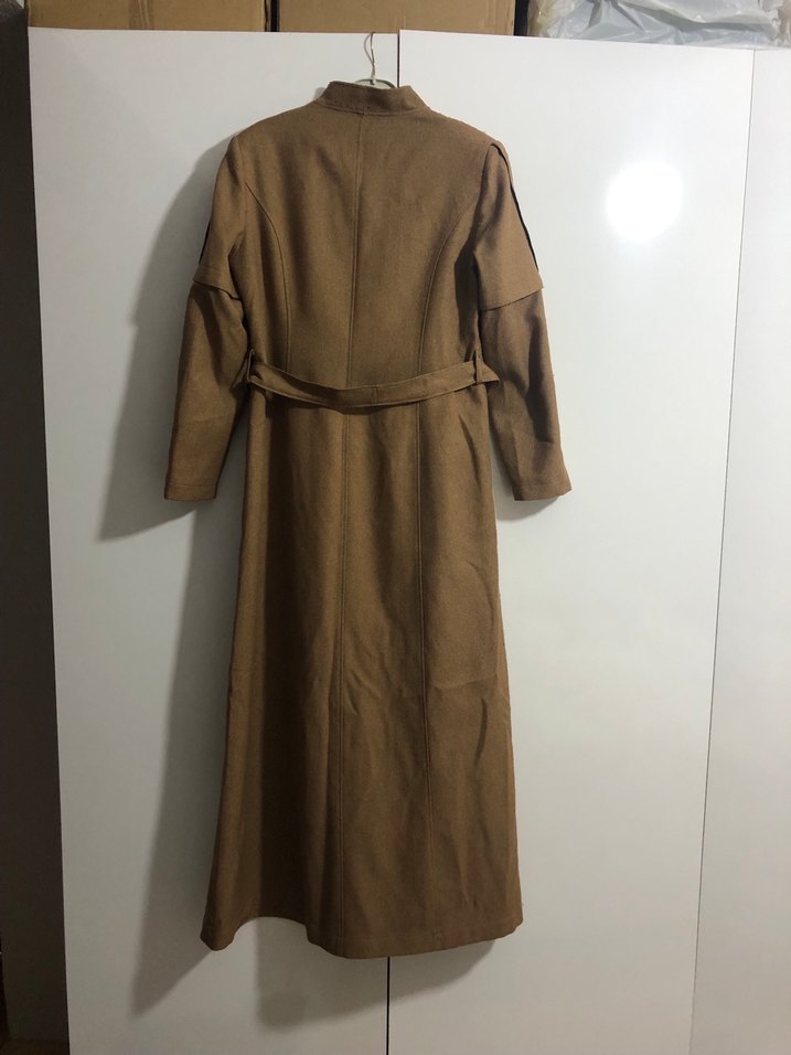 Alvina Kuşaklı Bej Kadın Uzun Kaban - Görsel 2