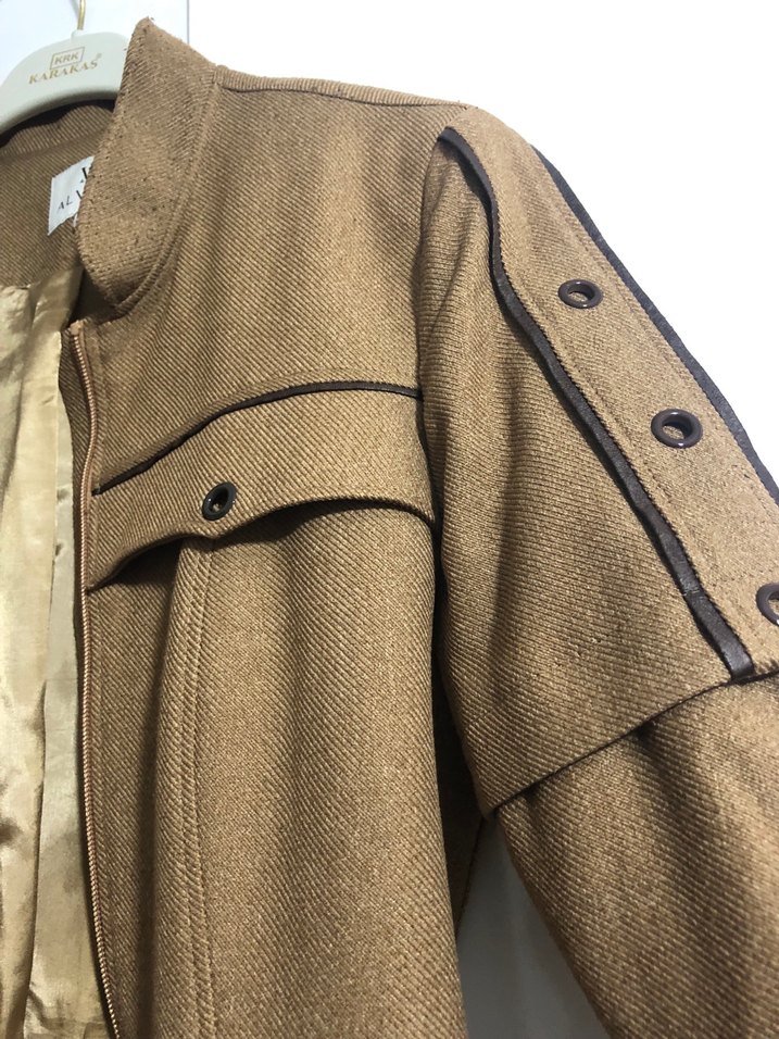 Alvina Kuşaklı Bej Kadın Uzun Kaban - Görsel 4