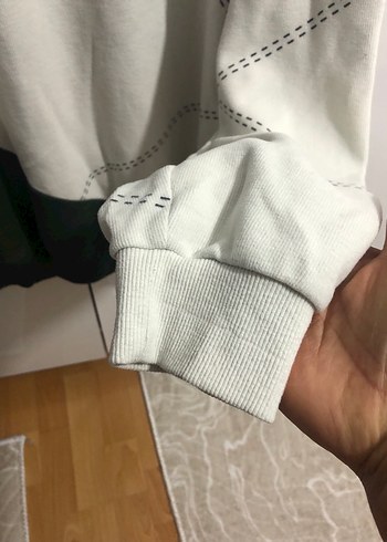 Erkek Beyaz Siyah Örgü Sweatshirt - Görsel 2