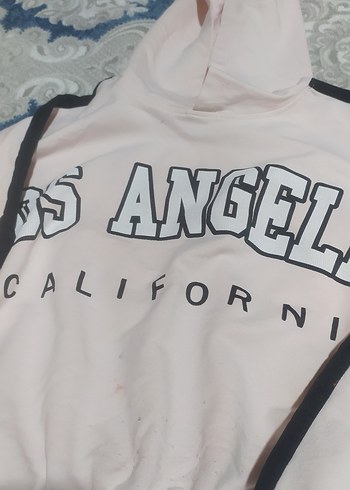 Baskılı Kemerli Pembe Kapüşonlu Eşofman Takımı - Görsel 5