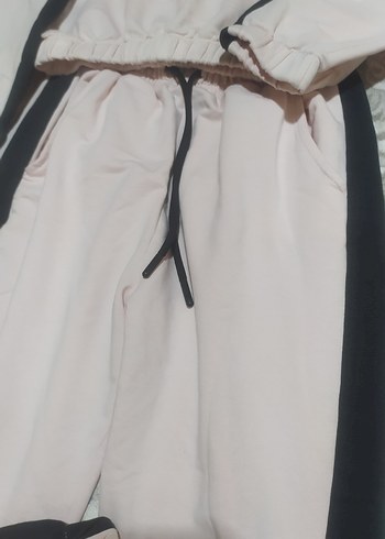 Baskılı Kemerli Pembe Kapüşonlu Eşofman Takımı - Görsel 7