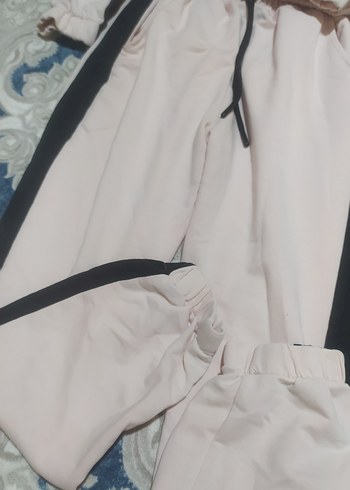 Baskılı Kemerli Pembe Kapüşonlu Eşofman Takımı - Görsel 6