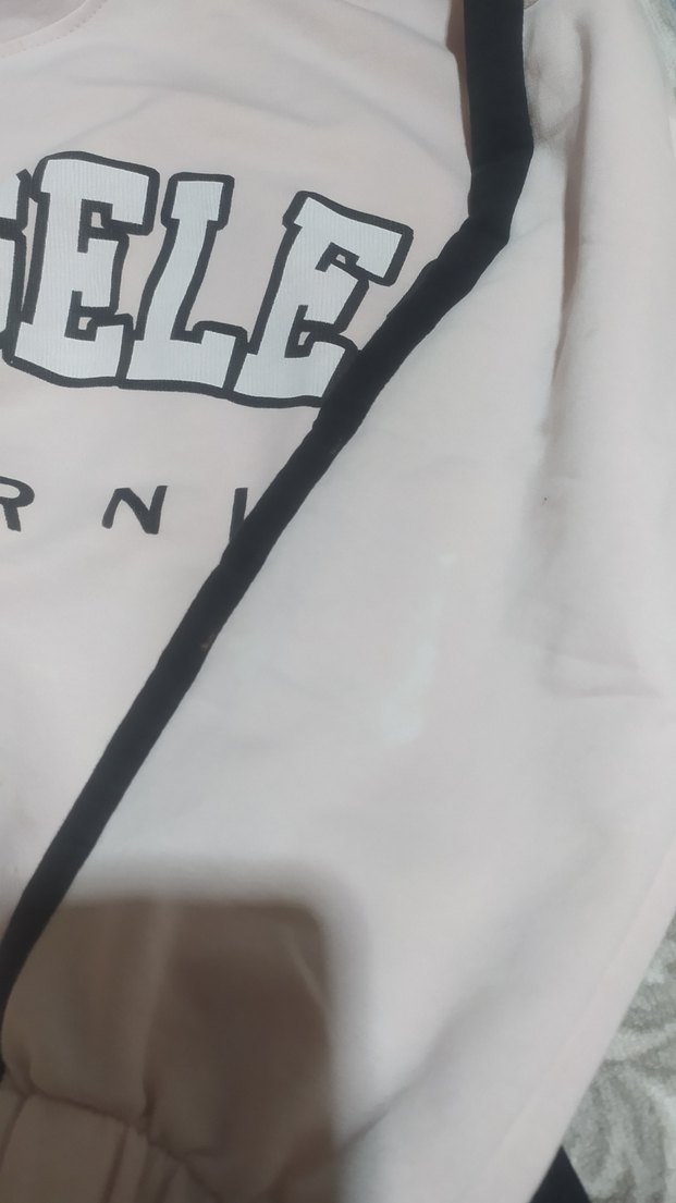 Baskılı Kemerli Pembe Kapüşonlu Eşofman Takımı - Görsel 4