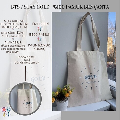 BTS / STAY GOLD 0 PAMUK BEZ ÇANTA