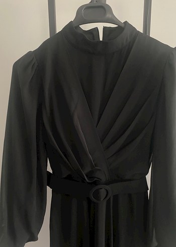 Siyah Kemerli Uzun Kadın Elbise Abiye - Görsel 4