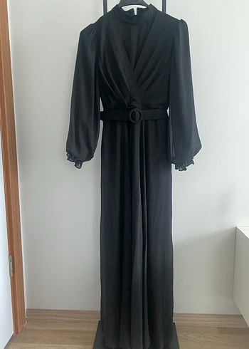 Siyah Kemerli Uzun Kadın Elbise Abiye - Görsel 5