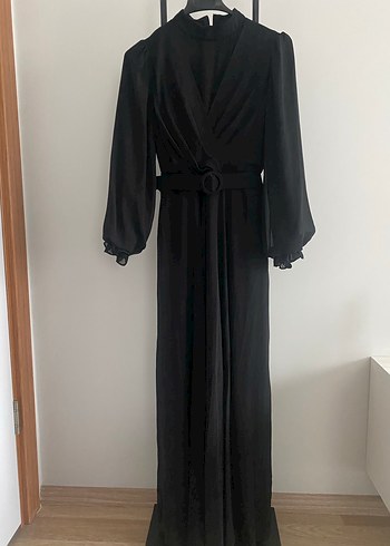 Siyah Kemerli Uzun Kadın Elbise Abiye - Görsel 2