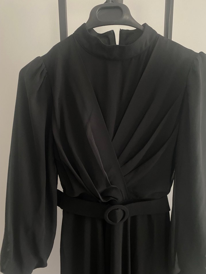 Siyah Kemerli Uzun Kadın Elbise Abiye - Görsel 4