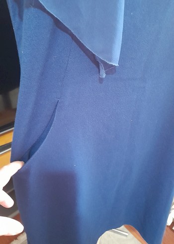 Drapeli Mavi  Midi Elbise - Görsel 3