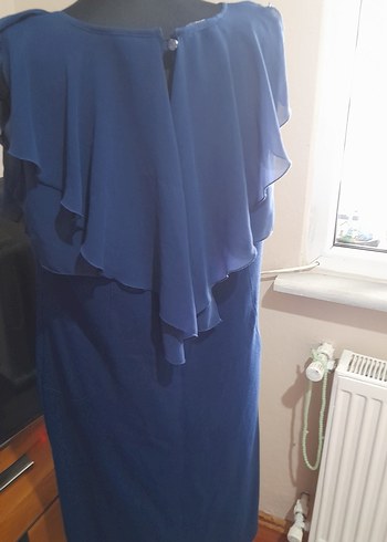 Drapeli Mavi  Midi Elbise - Görsel 2