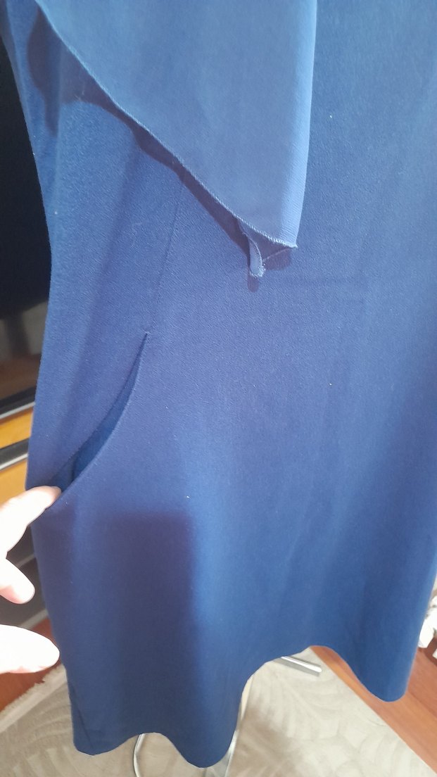 Drapeli Mavi  Midi Elbise - Görsel 3