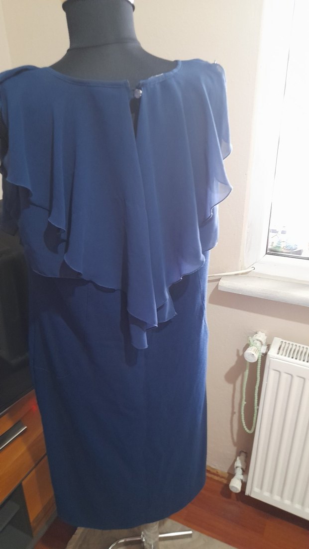 Drapeli Mavi  Midi Elbise - Görsel 2