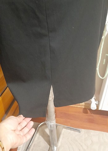 Kruvaze Yaka Siyah Uzun Kollu Ofis Elbisesi - Görsel 5