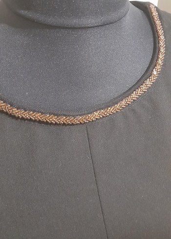 Kruvaze Yaka Siyah Uzun Kollu Ofis Elbisesi - Görsel 3