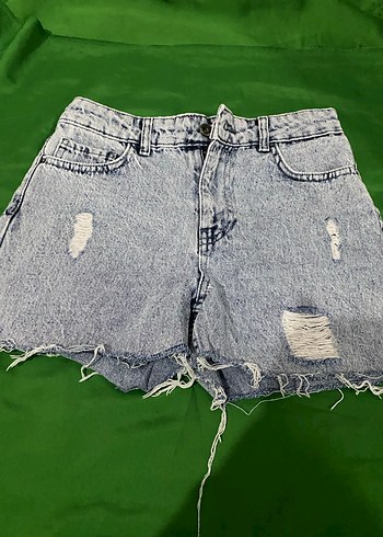 Kadın kot Bol Kesim Mini Denim Şort - Görsel 3