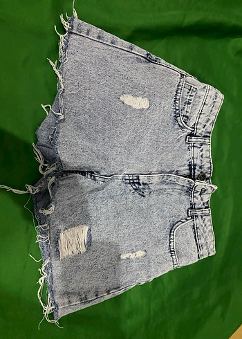 Kadın kot Bol Kesim Mini Denim Şort - Görsel 2