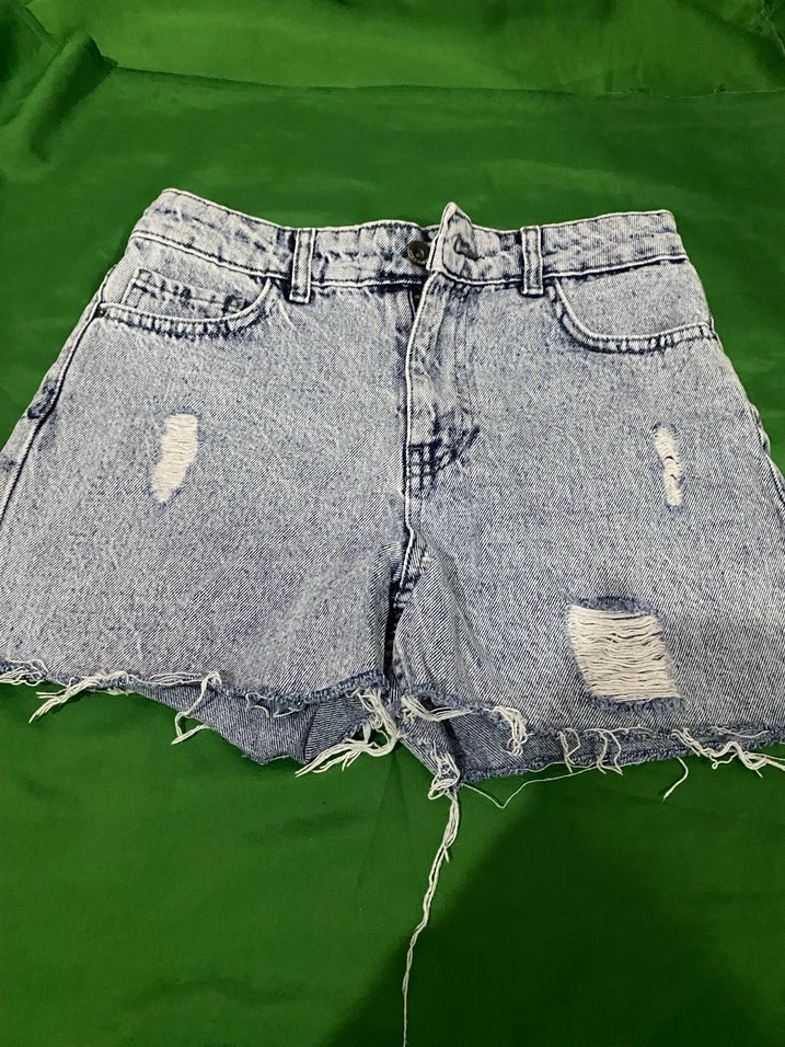 Kadın kot Bol Kesim Mini Denim Şort - Görsel 3