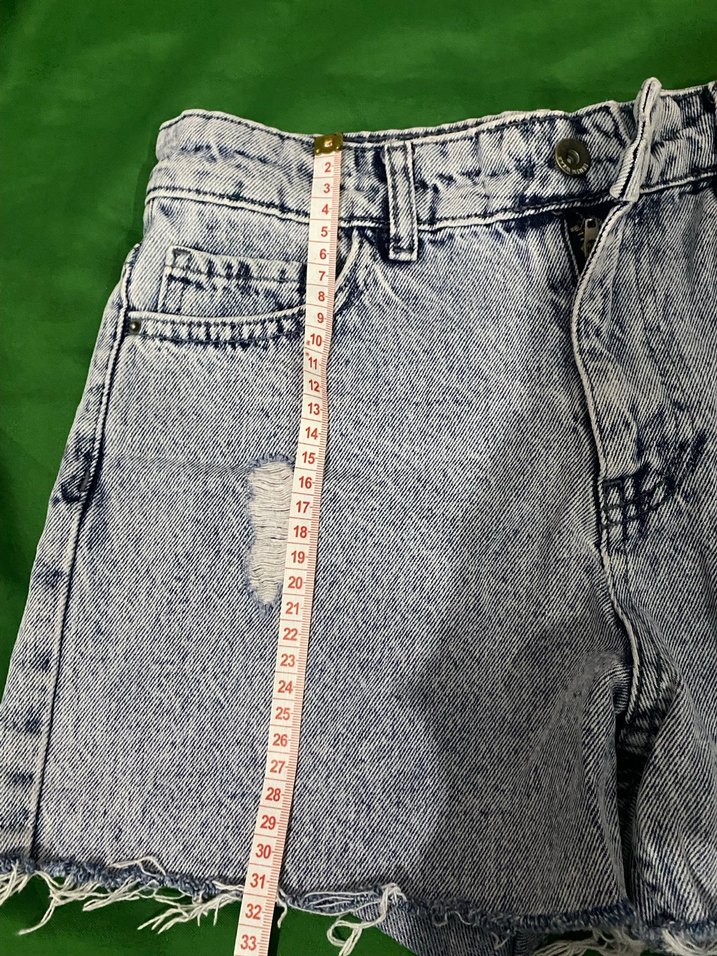 Kadın kot Bol Kesim Mini Denim Şort - Görsel 5