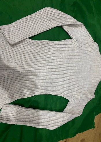 Bej Yün Yüksek Yakalı Triko Elbise - Görsel 3