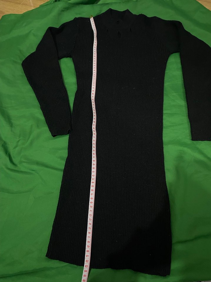 Bershka Siyah Uzun Kollu Triko Elbise - Görsel 5