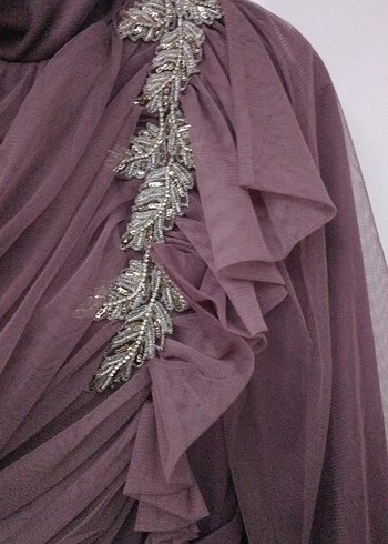 Gül kurusu  Uzun Abiye Elbise - Görsel 4