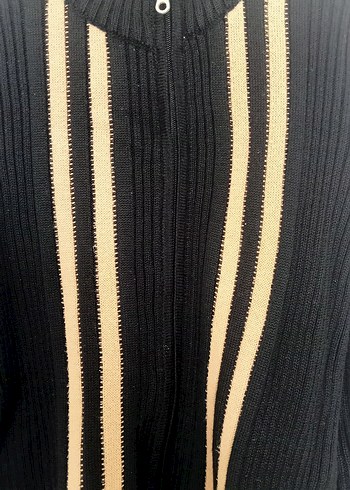 Kahverengi Çizgili Kadın Triko Hırka - Görsel 5