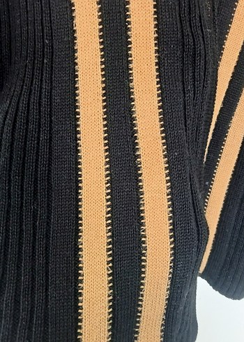 Kahverengi Çizgili Kadın Triko Hırka - Görsel 3