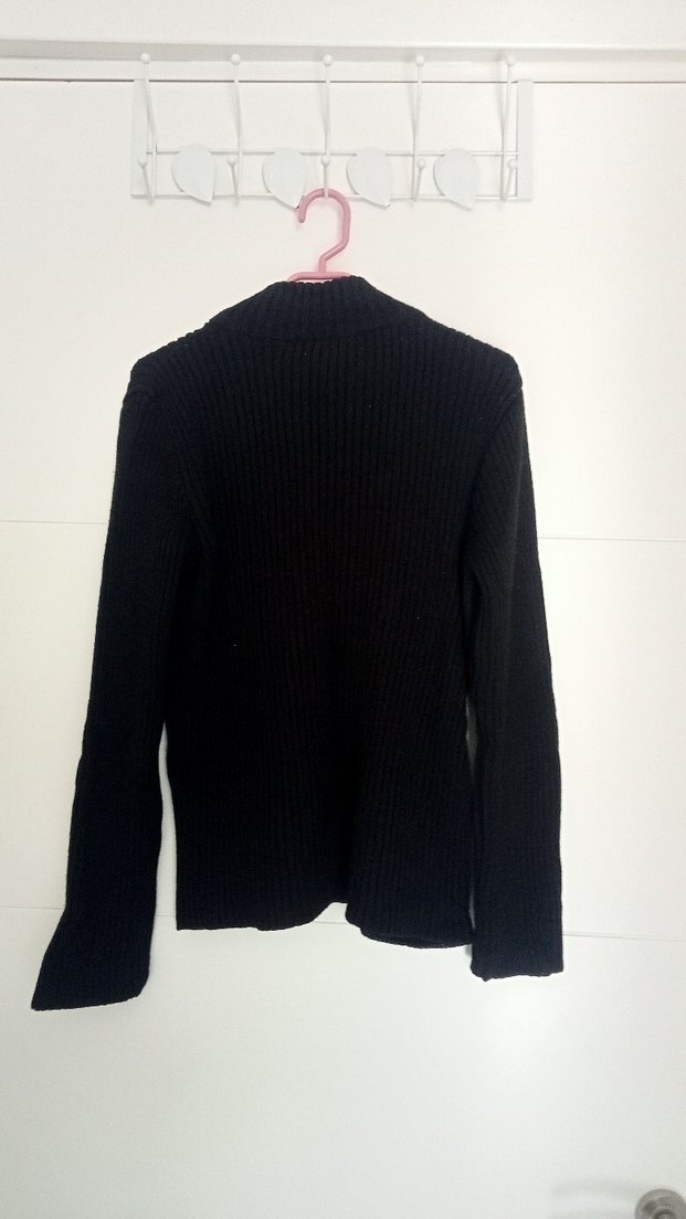 Kahverengi Çizgili Kadın Triko Hırka - Görsel 2