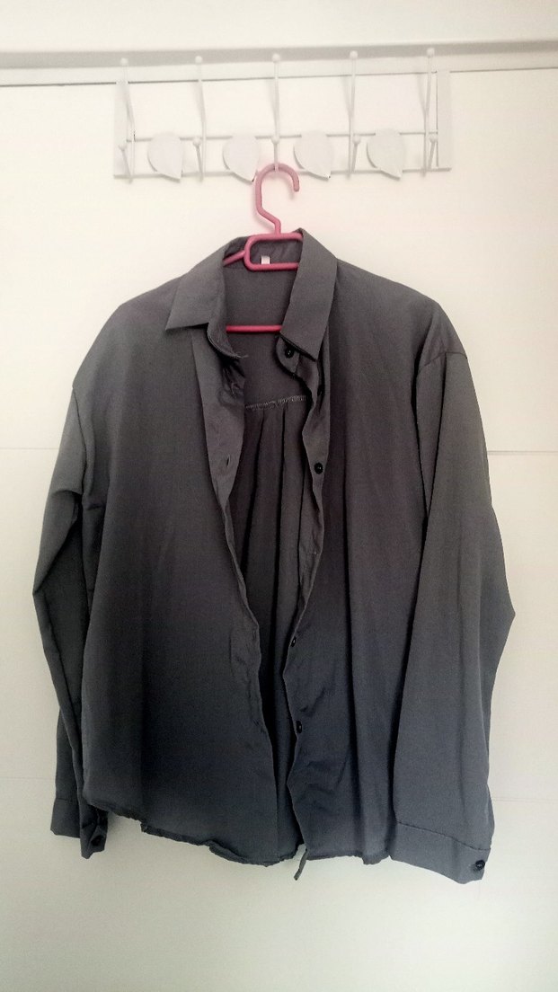 Gri Kadın Gömlek - Görsel 3