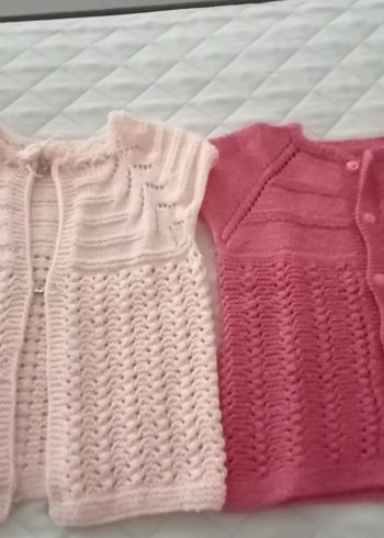 Kızlar için Pembe Triko Kolsuz Hırka - Görsel 2