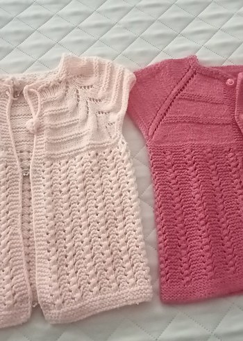 Kızlar için Pembe Triko Kolsuz Hırka - Görsel 4