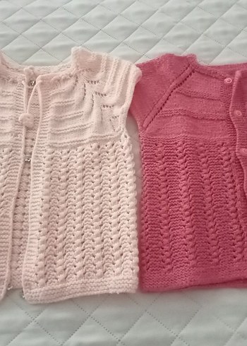 Kızlar için Pembe Triko Kolsuz Hırka - Görsel 3