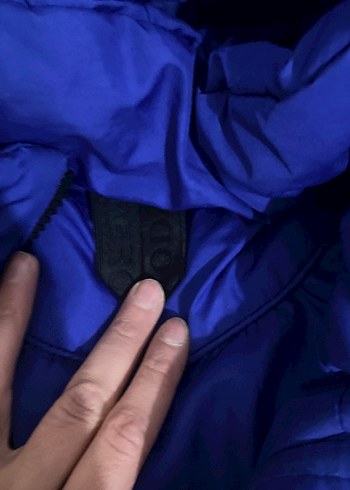 Mavi Kapüşonlu Kadın Kış Montu - Görsel 3