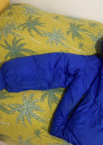 Mavi Kapüşonlu Kadın Kış Montu - Görsel 2