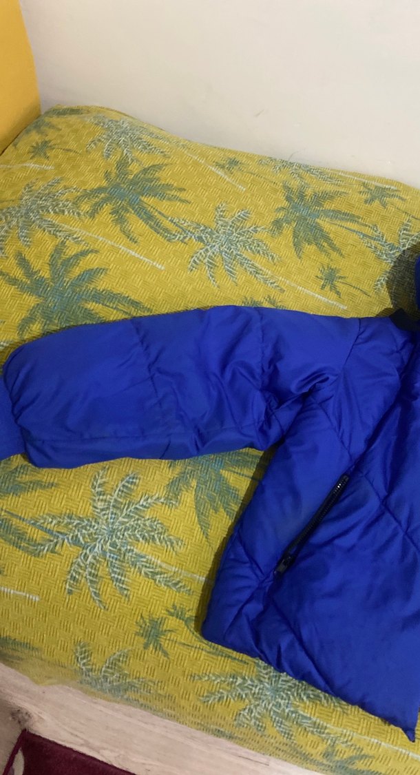 Mavi Kapüşonlu Kadın Kış Montu - Görsel 2