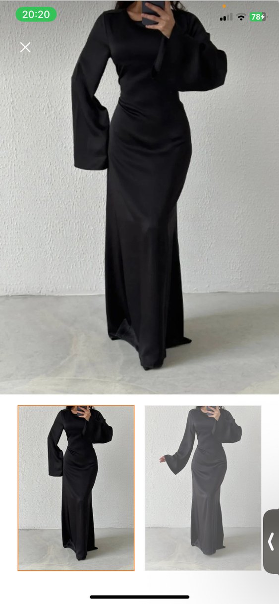 Siyah Uzun Kollu V Yakalı Uzun Elbise - Görsel 2