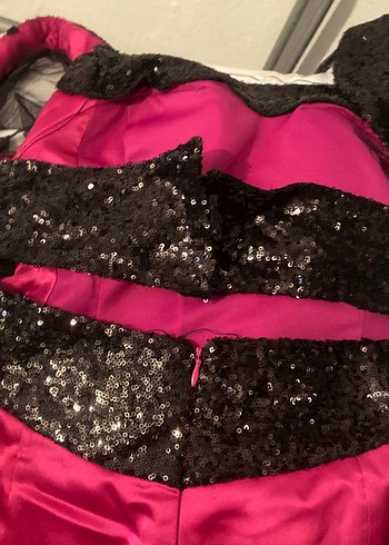 Kadın Pembe Uzun Kollu Abiye Elbise - Görsel 3