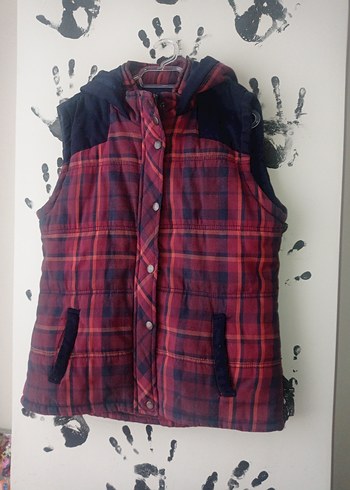 Bordo Ekose Desenli Yelek - Görsel 2