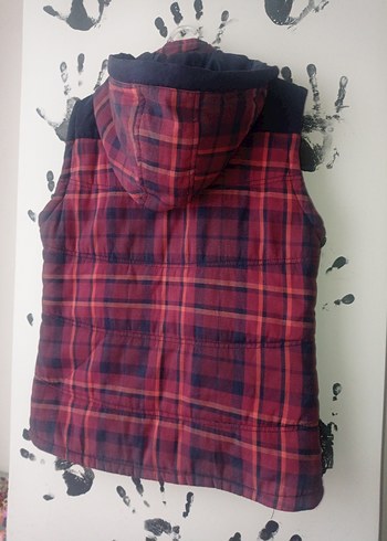 Bordo Ekose Desenli Yelek - Görsel 4