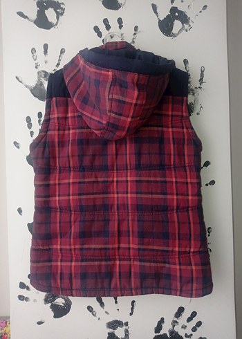 Bordo Ekose Desenli Yelek - Görsel 3