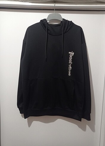 l Beden siyah Renk LCW UZUN KOLLU BASKILI HOODIE