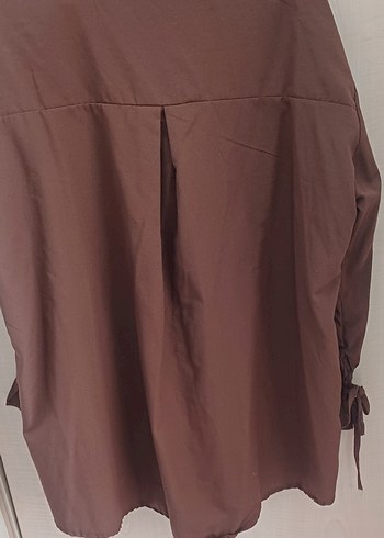 l Beden kahverengi Renk Diger Kadın Kahverengi Keten Fırfırlı Gömlek