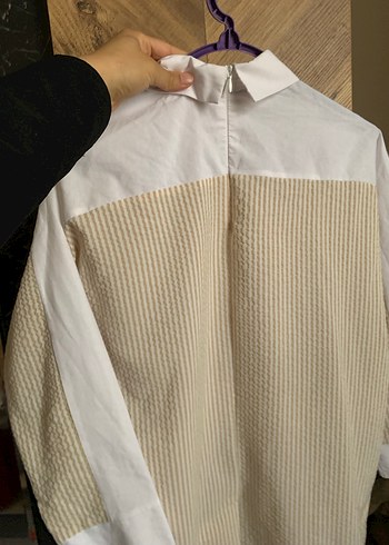 Düğmeli Bej Midi Kadın Gömlek - Görsel 3