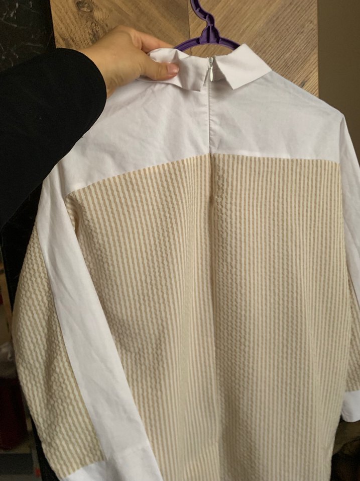 Düğmeli Bej Midi Kadın Gömlek - Görsel 3